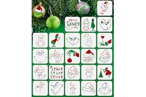 GYGOT 24 PCS Small Christmas Stencils for Painting,3x3 Inch Reusable Christmas Stencils for Making Christmas Ornaments/Wood Slice/Holiday Cards