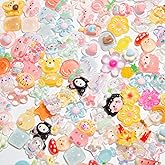 Baiinjiene 60pcs Slime Charms Cartoons Cute Set Bulk Mixed Lot Assorted Cartoons Resin Flatback Cute Sets for DIY Crafts Making Ornament Scrapbooking