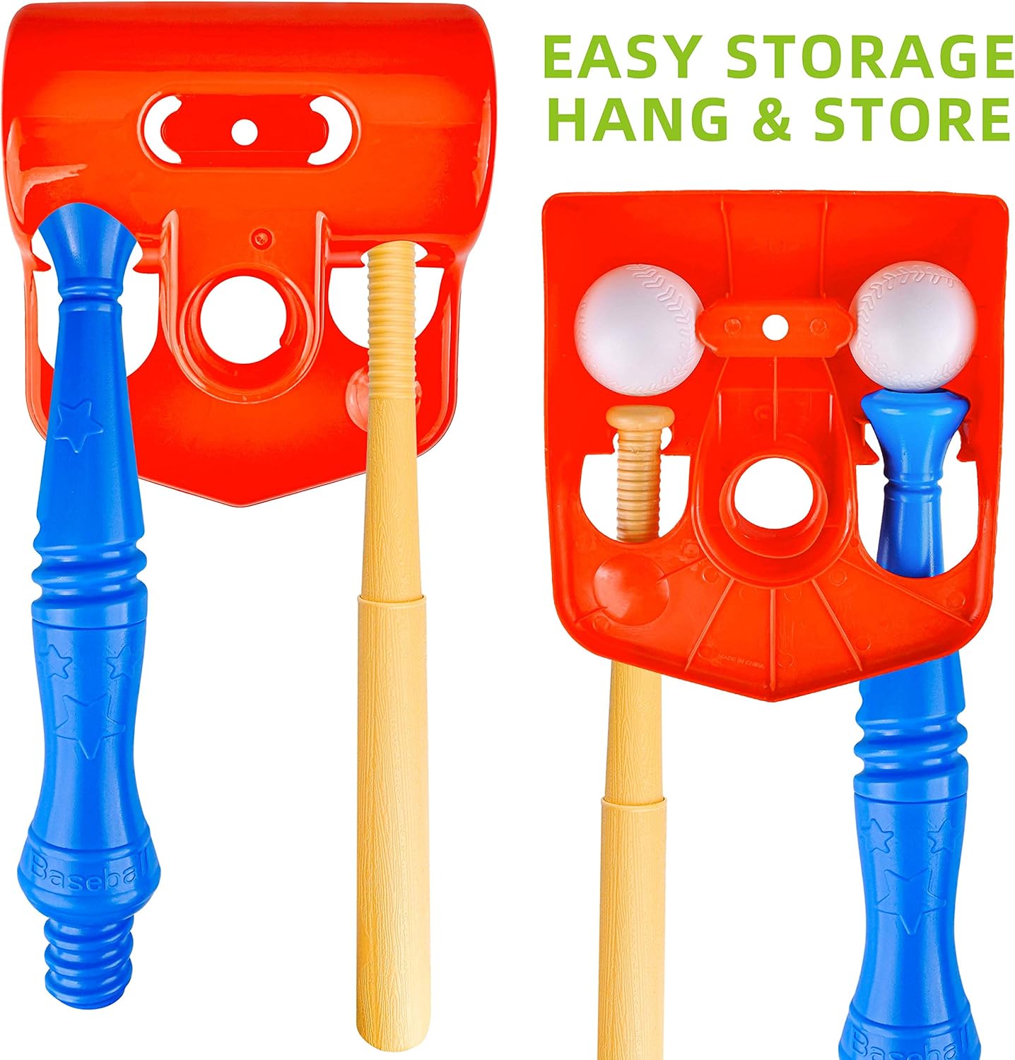 JOYIN T-Ball Baseball Toy Set Including Ball Tee Set, Baseball Bat and 7 Baseballs for Outdoor Sports Baseball Toy Yard Game for Kids: Toys & Games