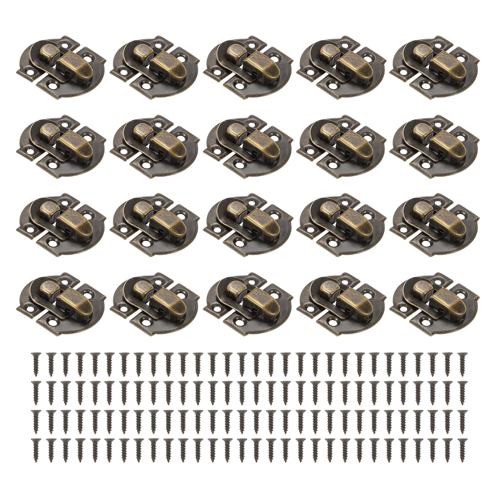 PATIKIL Small Metal Box Toggle Latch, 20 Pack Vintage Hasp Latch Lock Buckle Hardware with Mounting Screw for Wood Jewelry Cabinet Toolbox Ordinary Box, Bronze