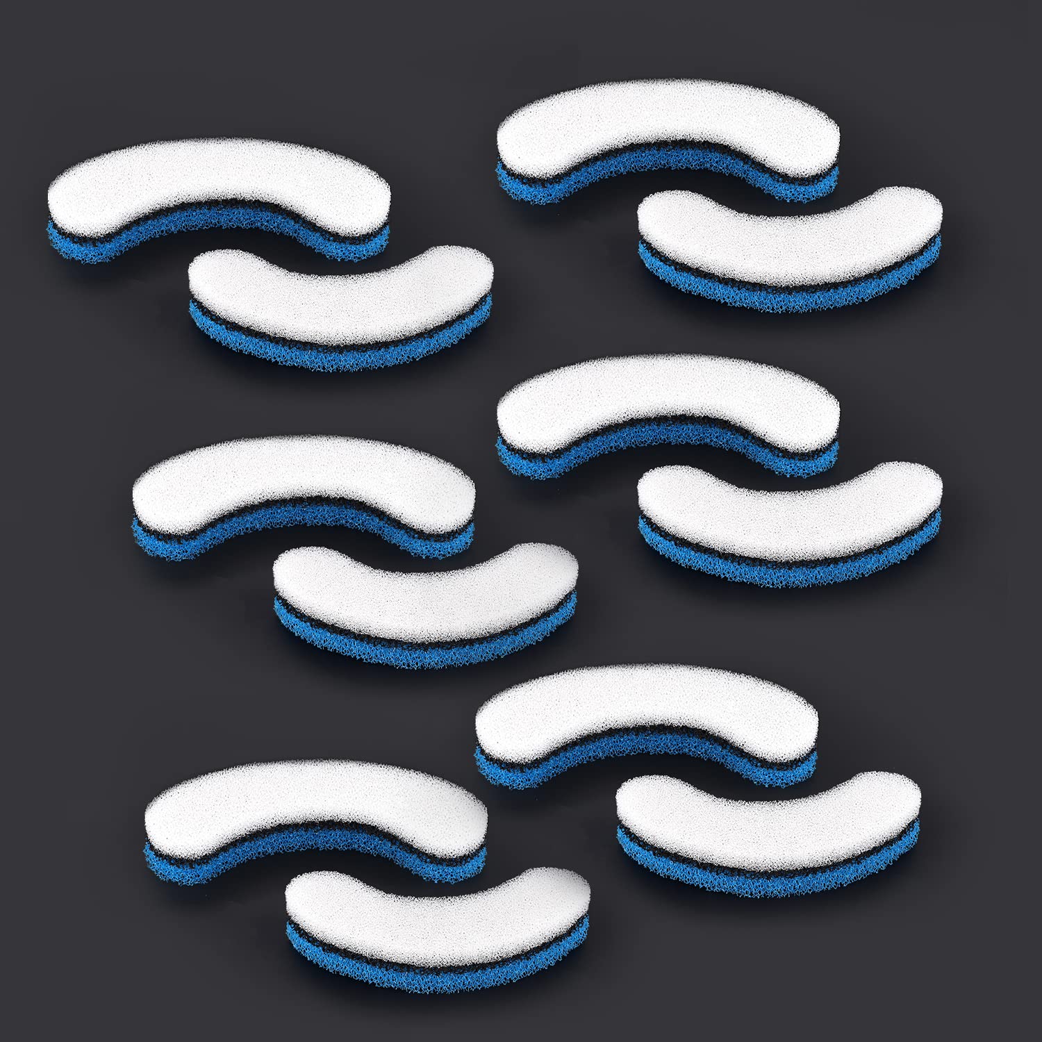 12pcs Cat Fountain Filters, Soft Sponge Cat Water Fountain Filter for NPET WF050 & WF100, Cat Water Filter Sponge with 3 Filtration System Pet Fountain Filters Replacement for Water Dispenser (Blue)