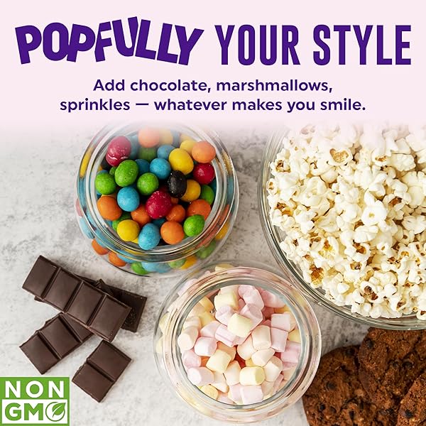 POPFULLY MARSHMALLOW TREAT POPCORN, SHARING BAGS, SWEET FLAVOR, BIG POP, MICRO POPCORN BAGS – 3-PACK