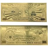 Miss Lady Liberty 1 Million Dollars Original 24K Gold Plated Bill Collectible Banknotes for Decoration