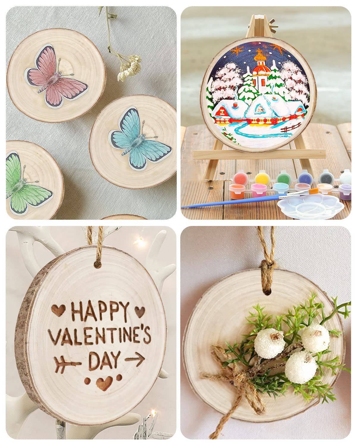 Wood Slices 6 Pack 9-10.5 Inch Large Wood Rounds Natural Wood Slices for Centerpieces,Wedding&BabyShower,Table Decorations,Crafts,DIY,Arts