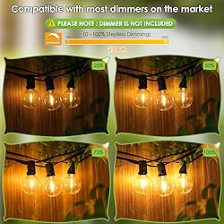 Mlambert 100Ft LED Outdoor String Lights, Dimmable