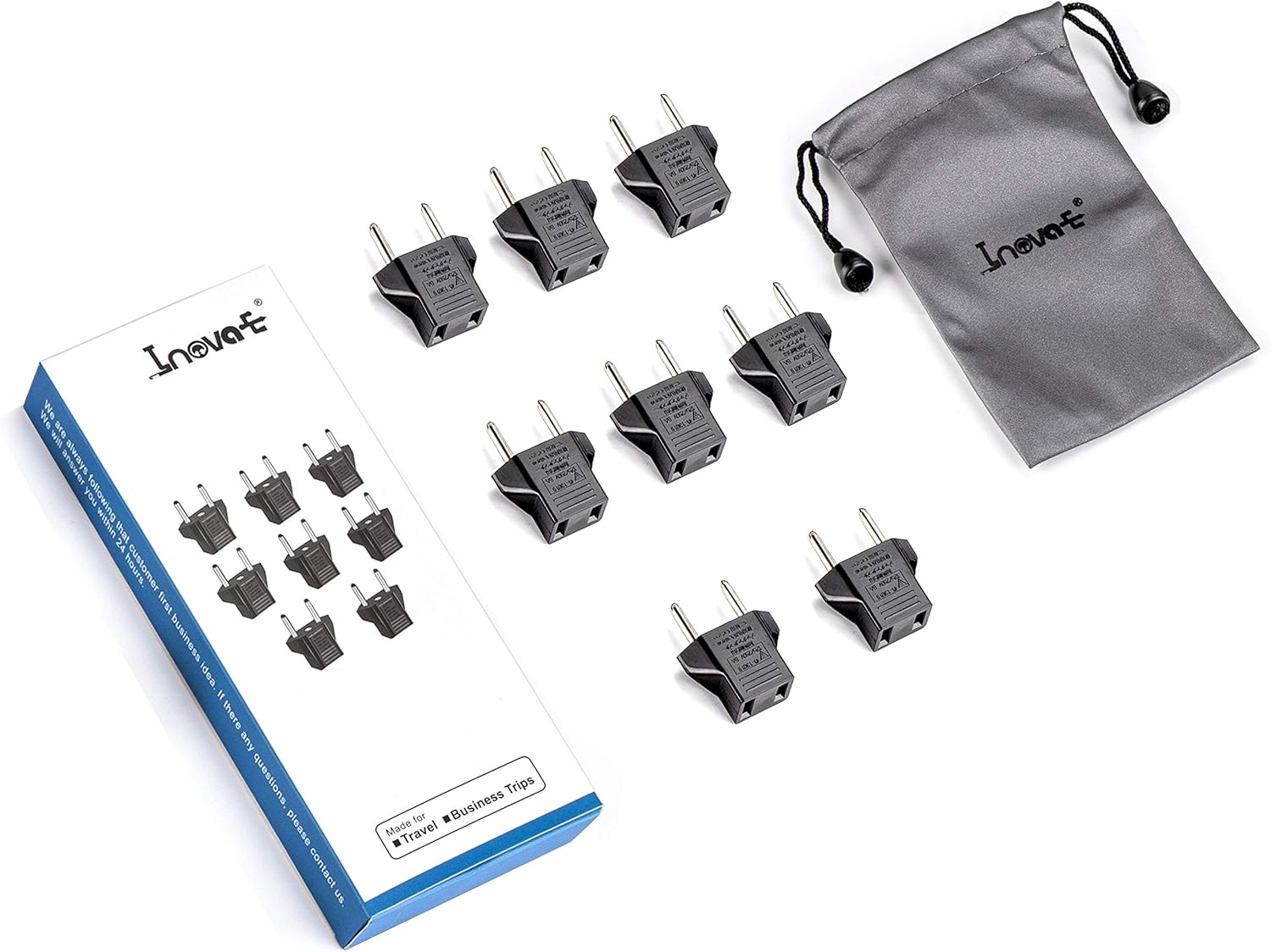 Inovat 8 PCS American USA to European Outlet Plug Adapter: Home Audio & Theater