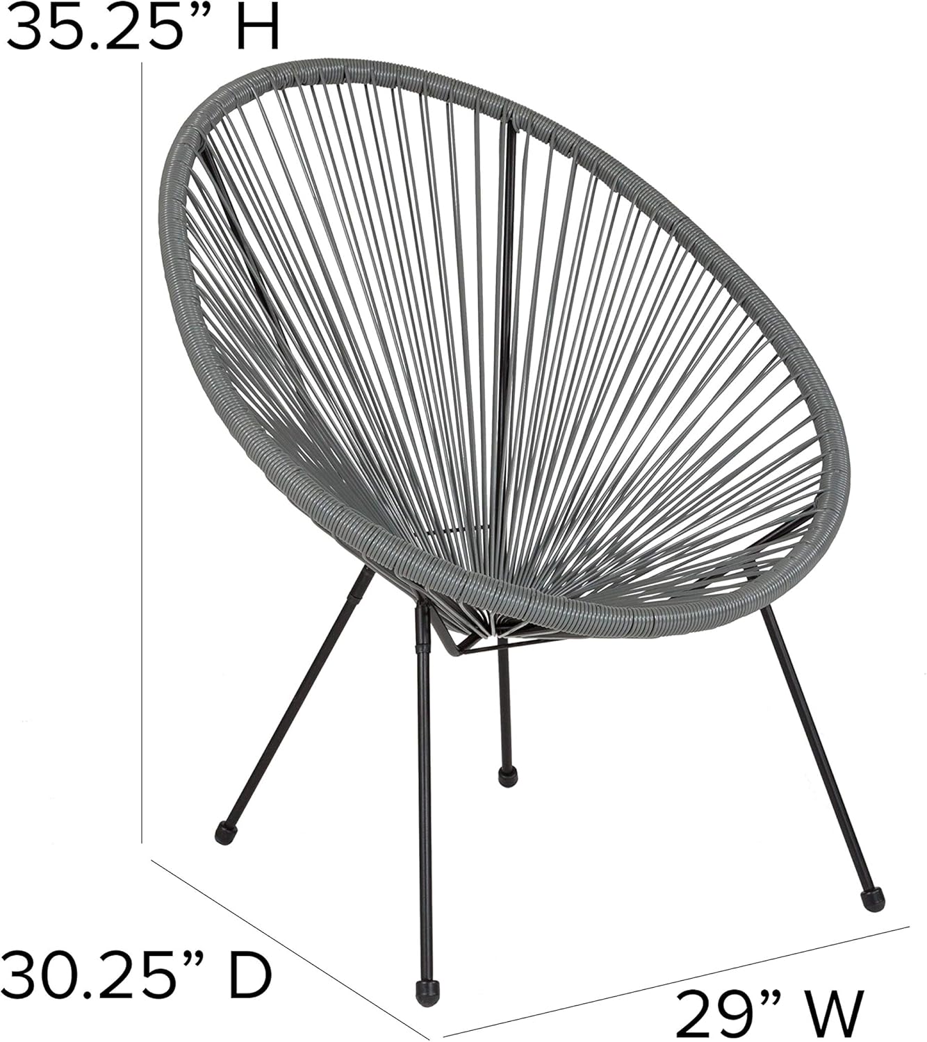 Flash Furniture Valencia Oval Comfort Series Take Ten Grey Rattan Lounge Chair: Furniture & Decor