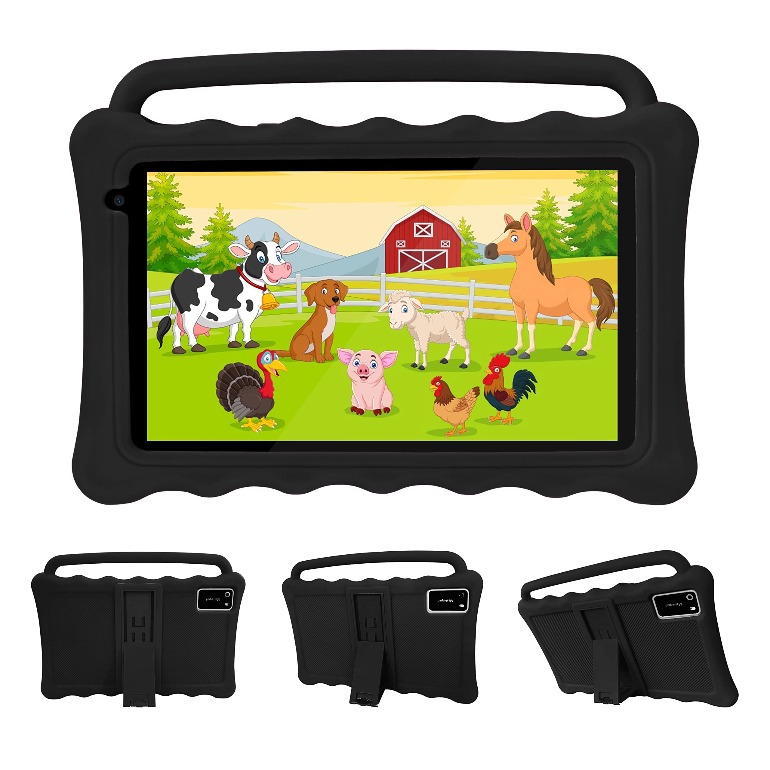 BYYBUO Kids Tablet, 7 Inch Android 12.0 GO Tablet for Kids, 1920 * 1200 Full HD Eye Protection Screen Toddler Tablets with Shockproof Case, Parental Control 7 Colors (Black)