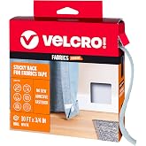 VELCRO Brand Sticky Back for Fabrics, 10 Ft Bulk Roll of Tape, White | No Sew Adhesive Tape; Cut Strips To Length For Hemming, Replacing Zippers And Snaps; Strong Permanent Bond To Fabrics