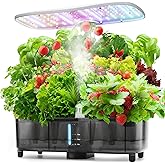 Kingsyard Smart Hydroponics LED, 48W Indoor Garden Grow System, Visible 5L Tank Quiet Pump Auto Timer Kit 15 Pods Herb Seed S