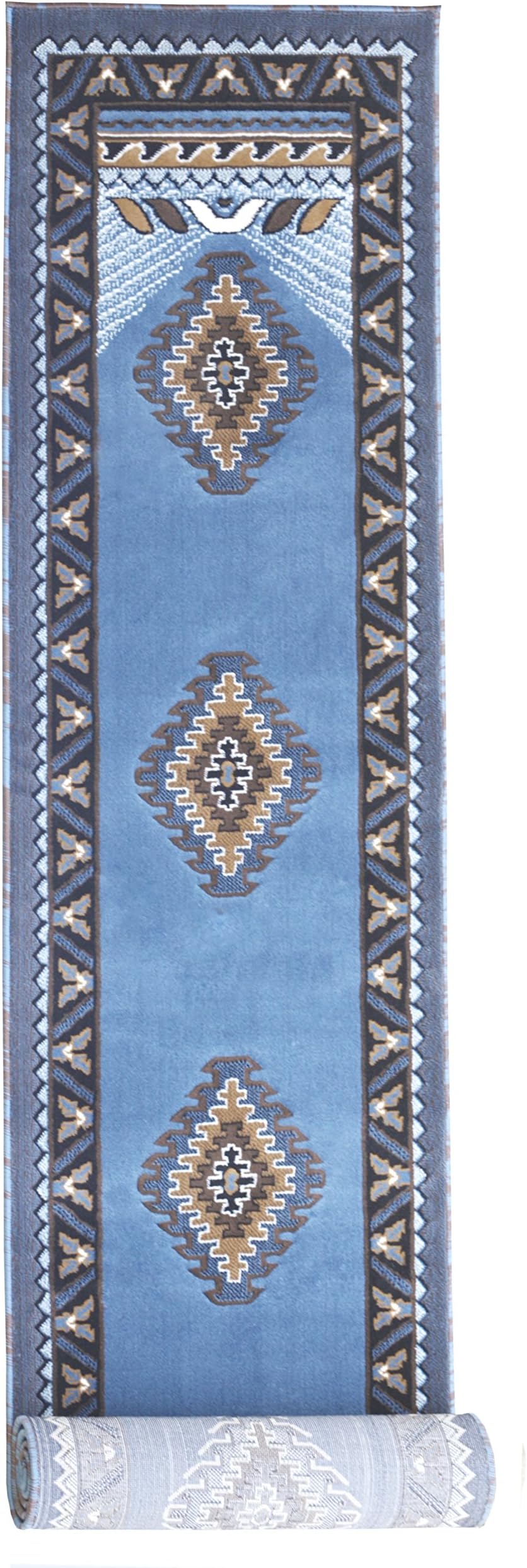 Rugs 4 Less Collection Southwest Native American Indian Long Runner Area Rug Design R4L 143 Light Blue(2'4''x10'11'')