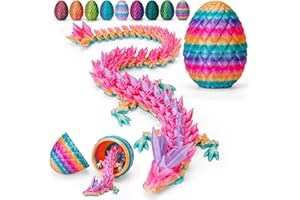 TBOLINE 12" 3D Printed Dragon Egg, Cool 3D Printer Articulated Crystal Dragon Toy for Boys Kid Teen, Animals Fidget Toy Dinosaur Eggs for 5-7 4-6 8-12 Year Old Boys Kid Girls