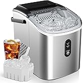 EUHOMY Ice Maker Countertop, Portable Ice Machine with Carry Handle, 26.5lbs Per Day, 9 Cubes in 6 Mins, Auto-Cleaning, with Basket and Scoop, for Home, Kitchen, Camping, RV (Silver)