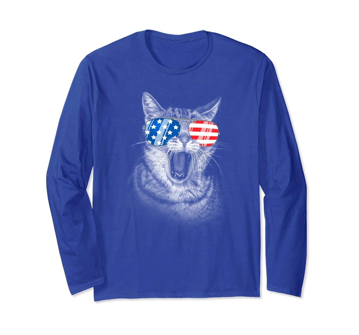 Vintage Patriot USA Cat Long Sleeve American Flag 4th July-anz