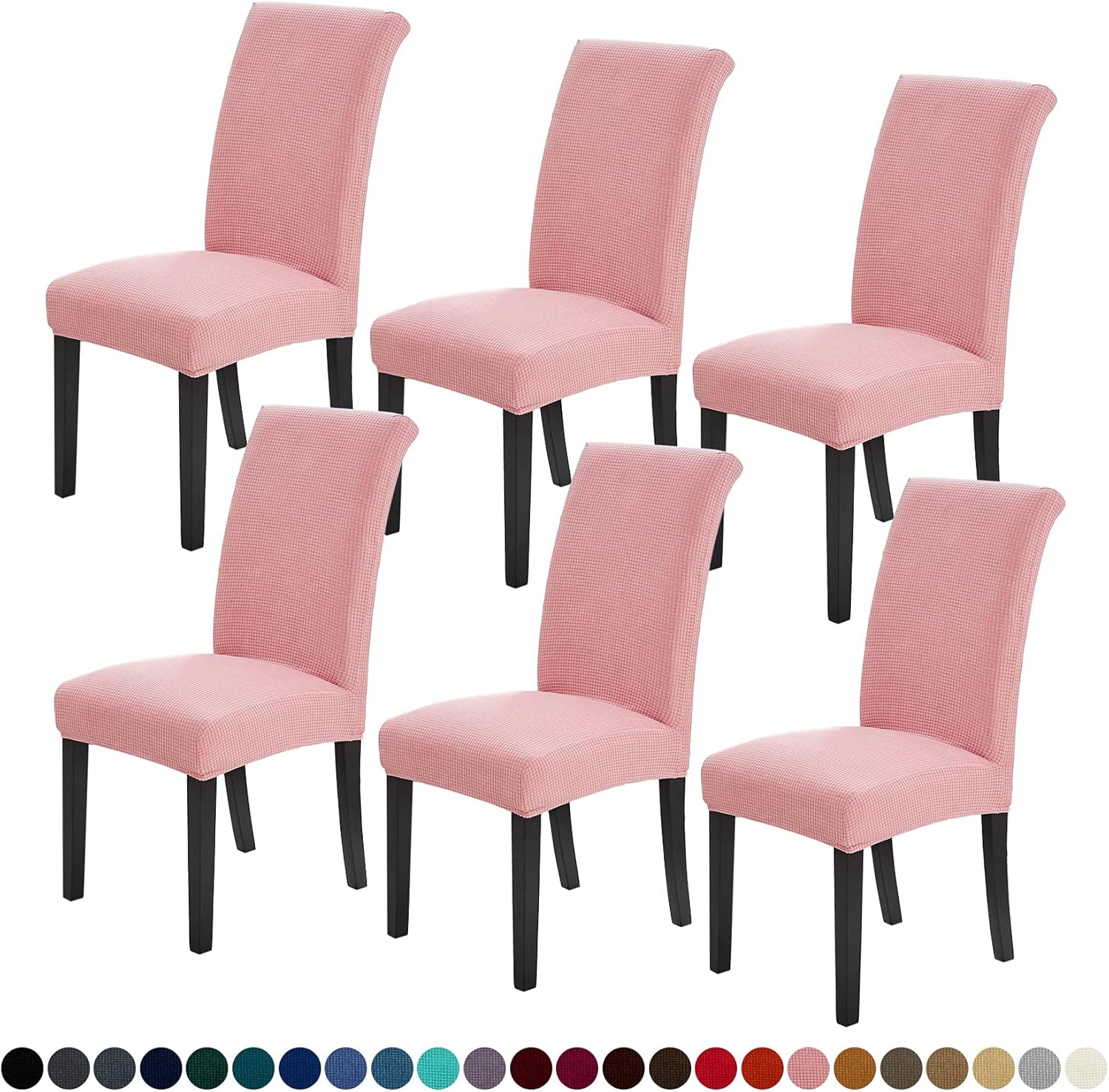 Slipcovers - Joccun Chair Covers for Dining Room Set of 6,Water Repellent Dining Chair Slipcovers Stretch Dining Room Chair Covers Seat Protector,Washable Parsons Chair Cover for Home,Banquet(Dusty Pink,6 Pack)
