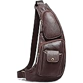 KPYWZER Vintage Leather Sling Bag Backpack for Men Crossbody Shoulder Chest DayPack Backpacks