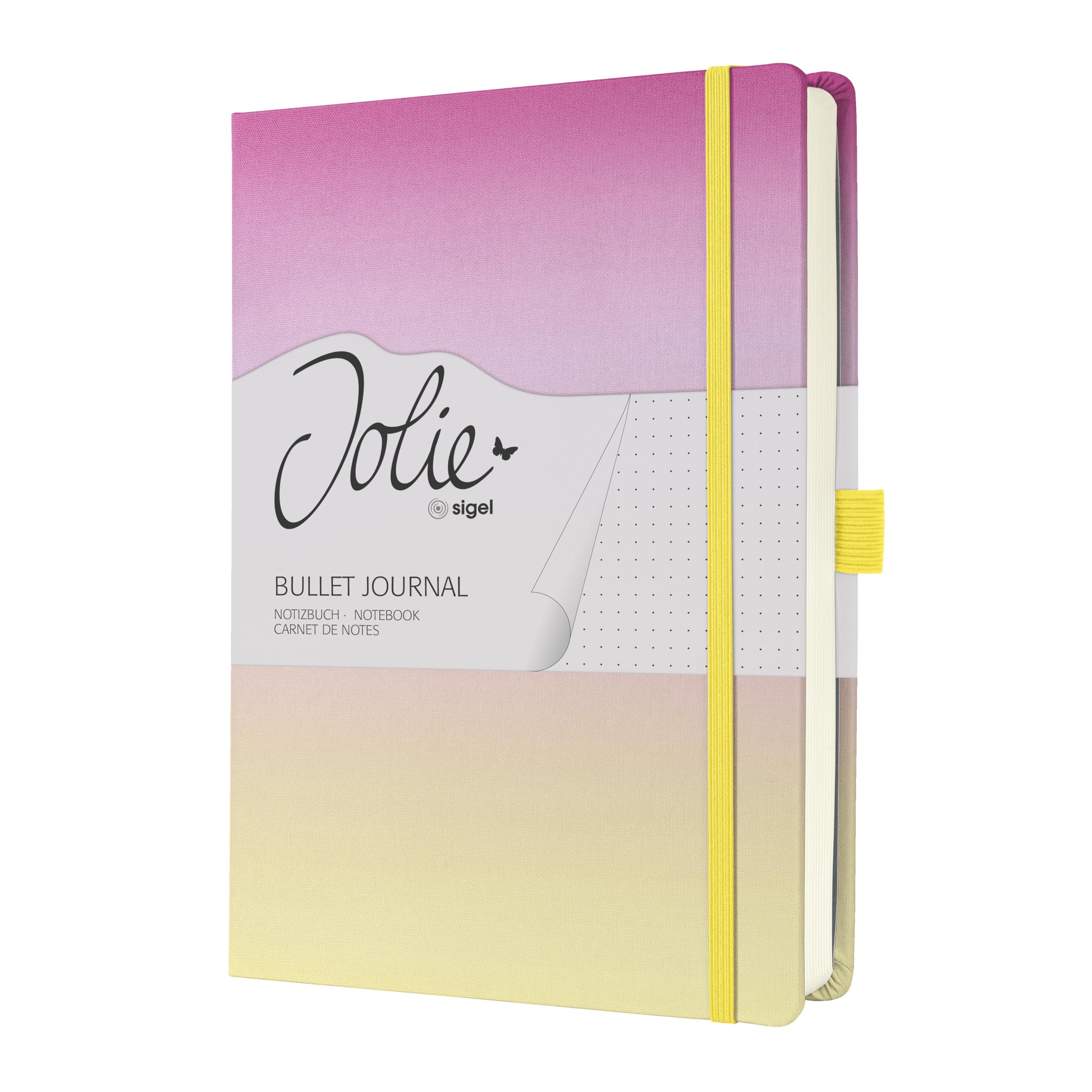 SIGEL JB101 Jolie Notebook, Gradient Ice-Cream, Dotted (dot Grid), 120 GSM, 17 x 22 cm, hardcover, 200 Pages, Pink, Yellow