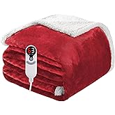 Electric Heated Blanket Full Size 72"x84", Soft Flannel with Overheat Protection, 9 Adjustable Heat Settings & 10-Hour Auto-Off Timer, Fast Heating for Winter Comfort, Red