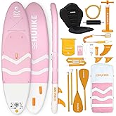 HUIIKE Inflatable Paddle Board for Adults with Accessories Included, Oar, Fins, Pump. Stand Up Paddleboard Great Stability and Resistance. 10’ x 33" x 5.9", Maximum Load 286 lb