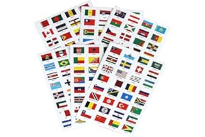World Flags Stickers,192 Countries PVC Transparent Planner Travel Stickers,Mini Flag Stickers Set - World Flags and Country S