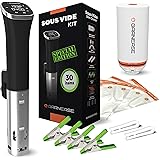 Sous Vide Cooker Starter Kit | All In One | Sous Vide Immersion Circulator Slim Design 1000W, 20 Sous Vide Reusable Vacuum Ba