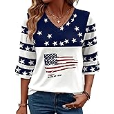 LOMON 3/4 Length Sleeve Womens Tops 2026 Spring V-Neck Ruffle Blouses Dressy Casual Shirts Beach Vacation Tunic