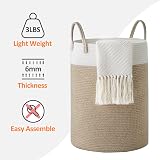 YOUDENOVA Woven Laundry Basket 50cm Handle Cotton Rope 58L White Brown view 5