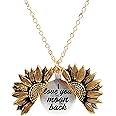 SLOONG You Are My Sunshine Engraved Necklace Inspirational Sunflower Locket Necklace Jewelry Mother's Day Gift for Women Girlfriend