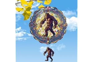 Rngmsi Bigfoot Wind Spinner, Sasquatch Wind Spinners 3D Frosted Hanging for Yard, Big Foot Wind Spinner Gift, Hanging 3D Outdoor Indoor Wind Chimes for Yard Garden (12 X 12 Inches)