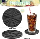 Yafe 8Pcs Black Coasters Thick Silicone 0.2in 10x10cm Non-Slip Round Set view 2