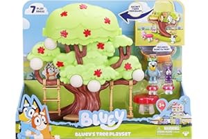 Bluey 2-Sided Treehouse Playset, 11”, Action-Packed Tree Toys Set with 4 Accessories and 2.5” Articulated Figure, Animal Toys for Kids Ages 3+