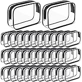 Lemecima 32 Pieces Clear Makeup Bags Bulk Travel Toiletry Bags Transparent Cosmetic Pouches with Zipper Waterproof Portable PVC Plastic Zippered Organizer Cases for Women Men Vacation Travel Bathroom