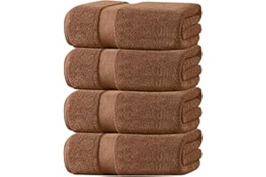 Oakias Premium Quality Brown Bath Towels – 4 Pack – 27 x 54 Inches – Highly Absorbent, 600 GSM Fluffy & Soft Luxury Bath Sheets