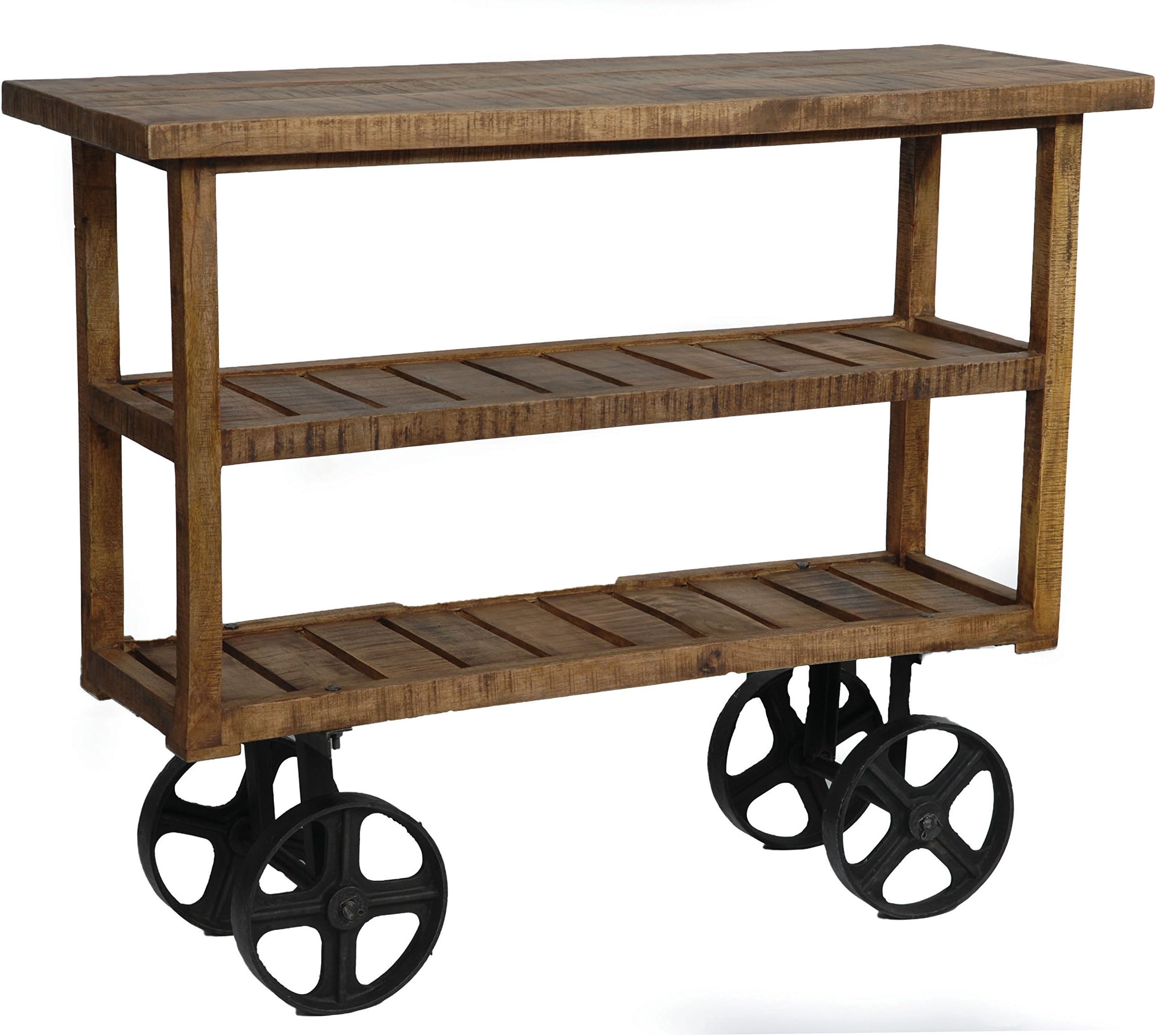 Crestview Collection CVFNR302 Bengal Manor Mango Wood Industrial Cart Furniture, Brown