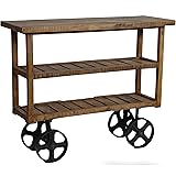 Crestview Collection CVFNR302 Bengal Manor Mango Wood Industrial Cart Furniture, Brown