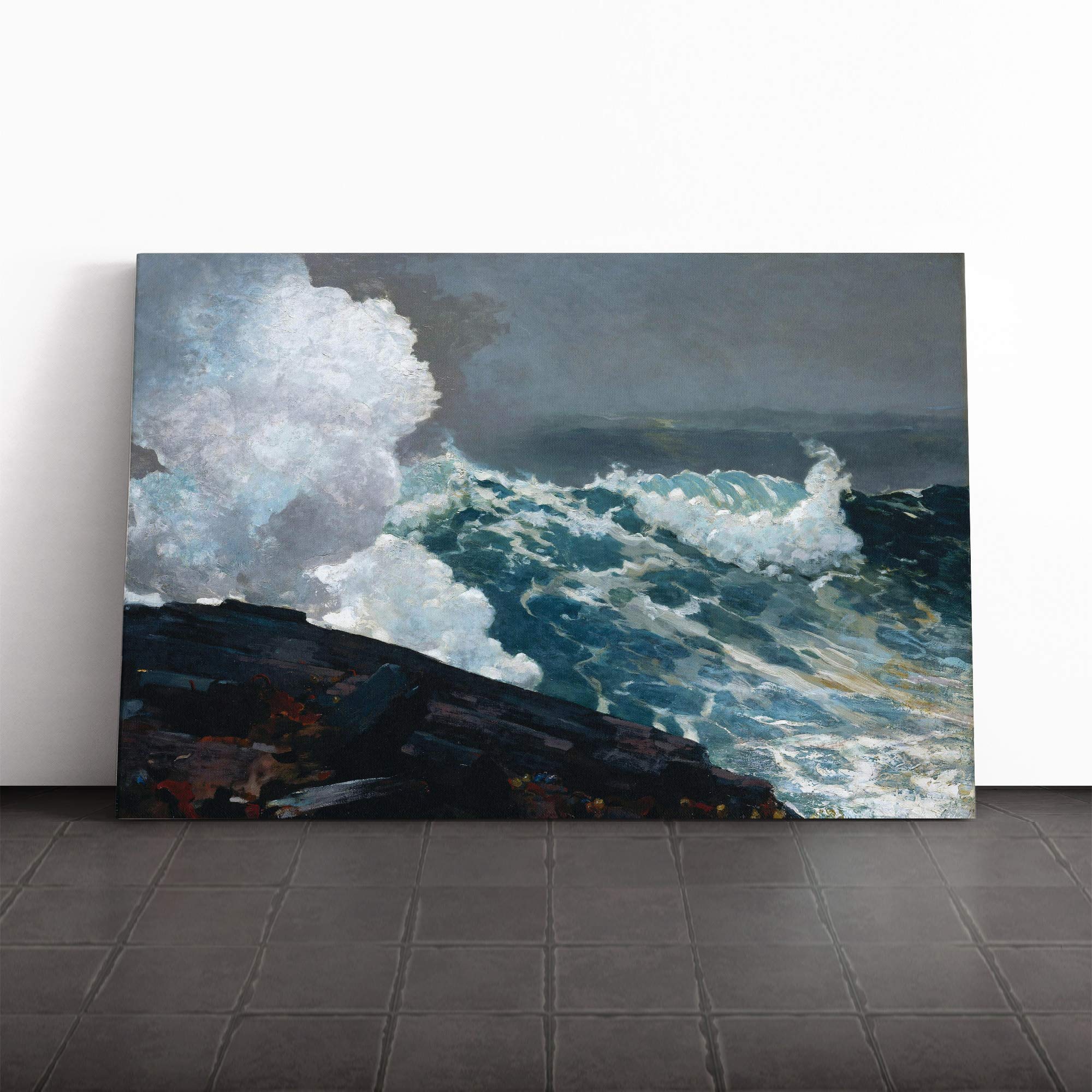 Winslow Homer Northeaster Canvas Print | Gallery Wrapped 30mm Frame Wall Art | 20x14 inches | Ready to Hang | Modern Picture | Living Room Bedroom Lounge Office