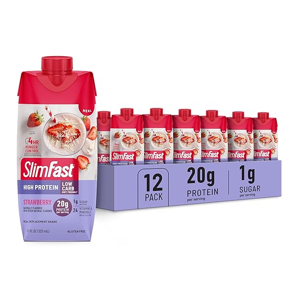 SLIMFAST PROTEIN SHAKE, STRAWBERRY- 20G PROTEIN, MEAL REPLACEMENT...