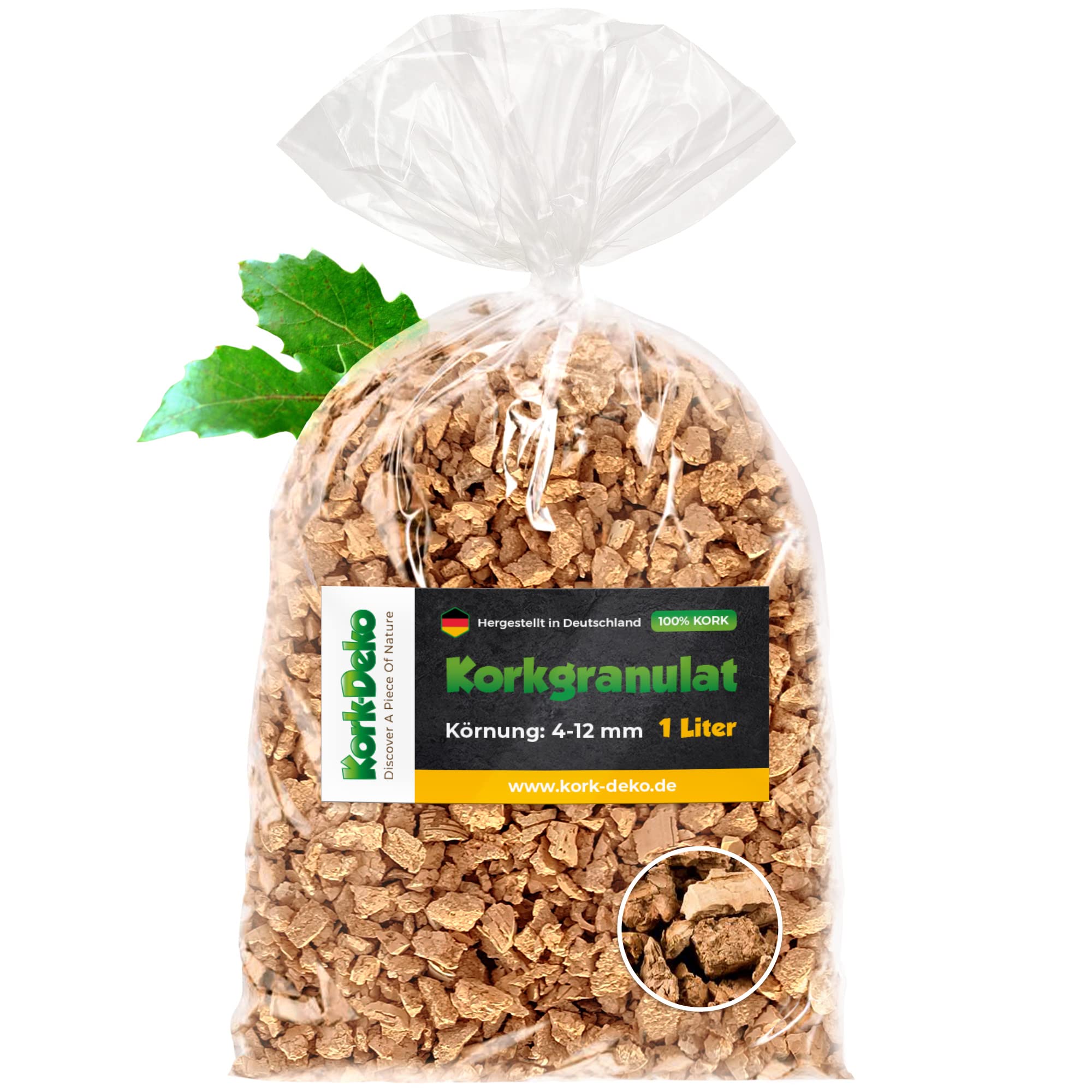 1 Litre Cork Grain Granulate Cork Granulated Powder Granules Powder scatter flock (4-12 mm coarse)