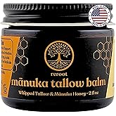 Manuka Honey Beef Tallow for Skin ~2 INGREDIENTS~ 100% Grass-Fed Tallow and Honey Balm - Whipped & UNSCENTED Tallow Face Moisturizer - Hydrating Tallow Balm for Men, Women, Kids & Babies (2oz)