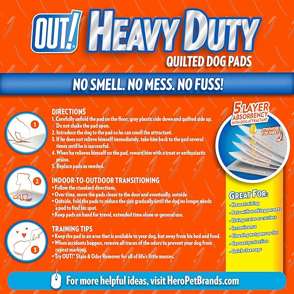 OUT! PETCARE XXL DOG TRAINING PADS, HEAVY DUTY DOG PEE PADS XXL, JUMBO PUPPY PADS, WEE WEE PADS FOR DOGS AND PUPPIES, DOG HOUSE TRAINING, LEAK PROOF, SAFE, DISPOSABLE, 26″X30″, 30 CT