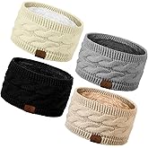 Goocoz 4 Pack Ear Warmer Headband, Knit Earmuffs Winter Headbands for Women, Running Fleece Headband Ear Cover for Cold Weather