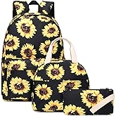 Kouxunt Girls School Backpacks for Kids Teens, 3-in-1 School Bag Bookbags Set with Lunch Bag Pencil Case