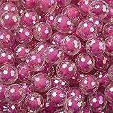 BERMRO 16mm Acrylic Beads 100pcs AB Pink Color Focal Bead Beadable Chunk Bubblegum Beads for DIY Crafting Necklace Bracelet Jewelry Making Keychain (Rose Pink)