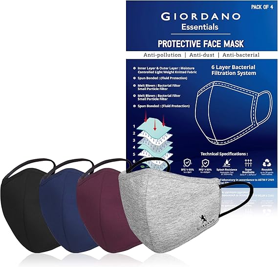 Giordano Cotton Anti Pollution 6 Layer Reusable Outdoor Face Mask