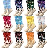Tivi Tovo 12 Pairs Ice Cream Drip Socks for Women Funny Baseball Team Gifts Ice Cream Socks Crew Sock for Valentines Birthday Gift