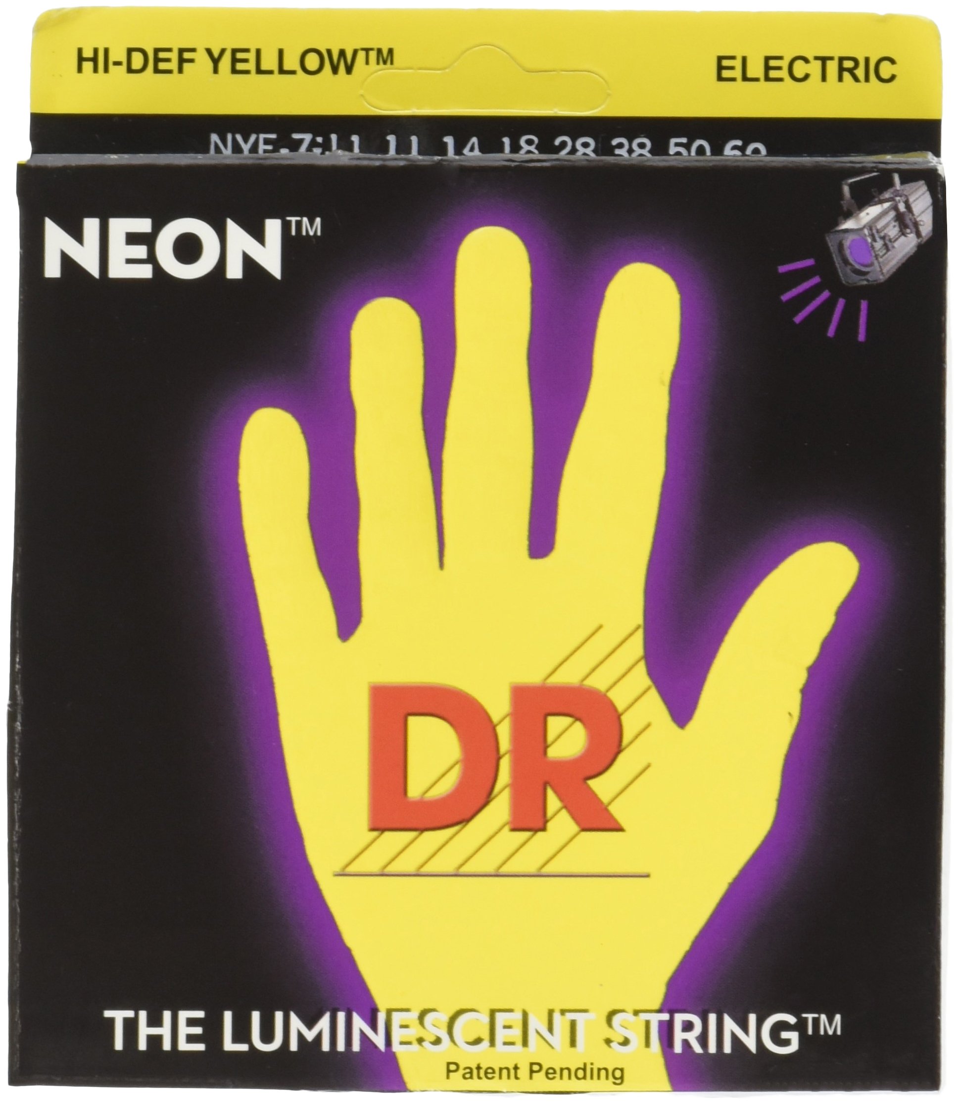 DR Strings NYE711 11-60 Heavy Set Handmade Neon Hi-Def Yellow Coated 7-String Electric Strings