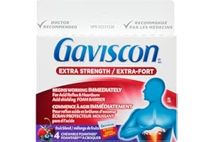 Gaviscon Extra Strength Tablets - Fruit Blend, 4 Count - Chewable Foaming Antacid Tablets for Day and Night Heartburn Relief,