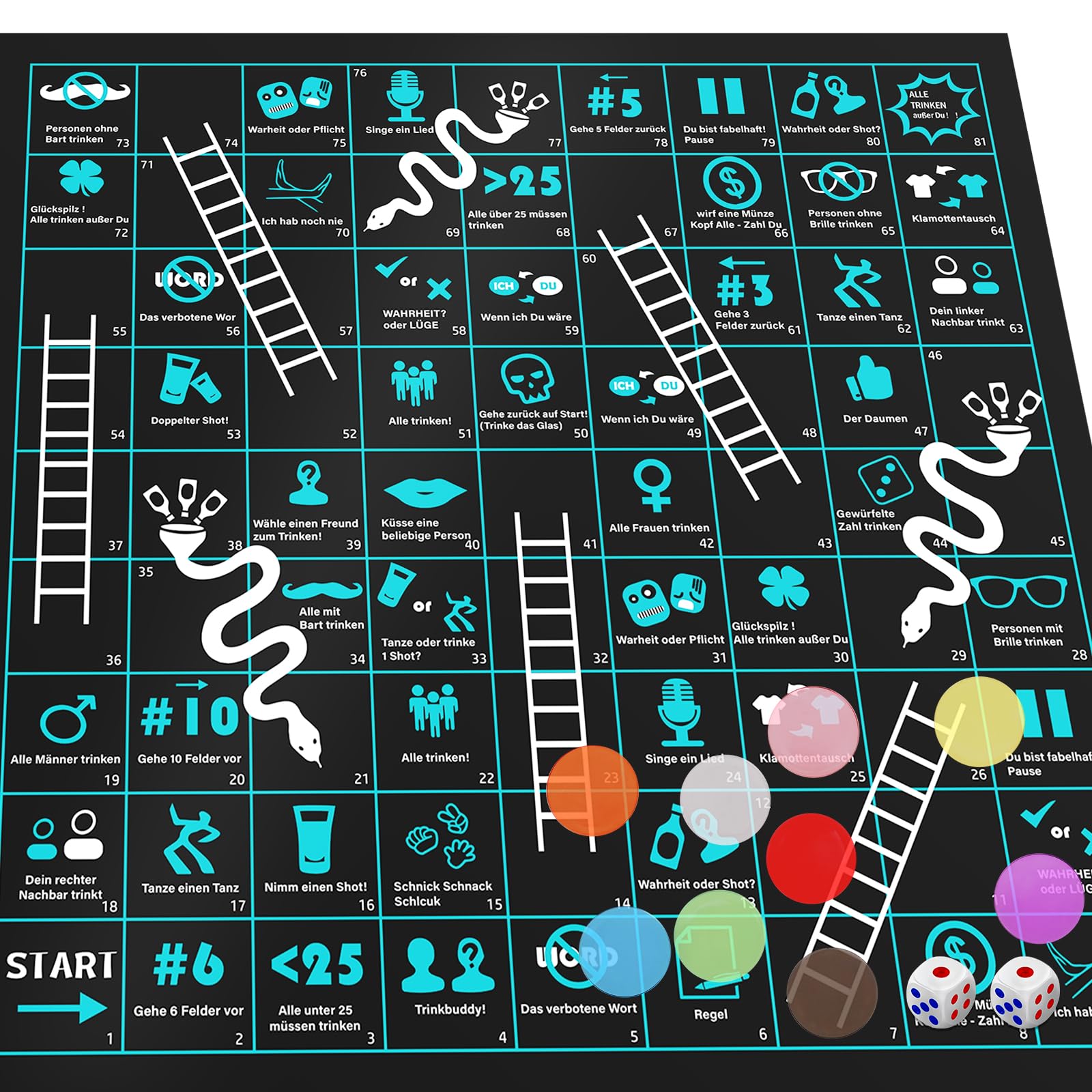 Tigvio Board Games Set, Board Games Adults with Play Mat, Board Games for Adults, Dice Games with Dice & Plastic Coins for Festival Party Items, German Party Games for Adults