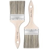 Bates- Double Thick Chip Paint Brush, 3 Inch, 2 Pack, Wooden Handle, Flat Paint Brushes for Walls and Trim, Synthetic Bristles