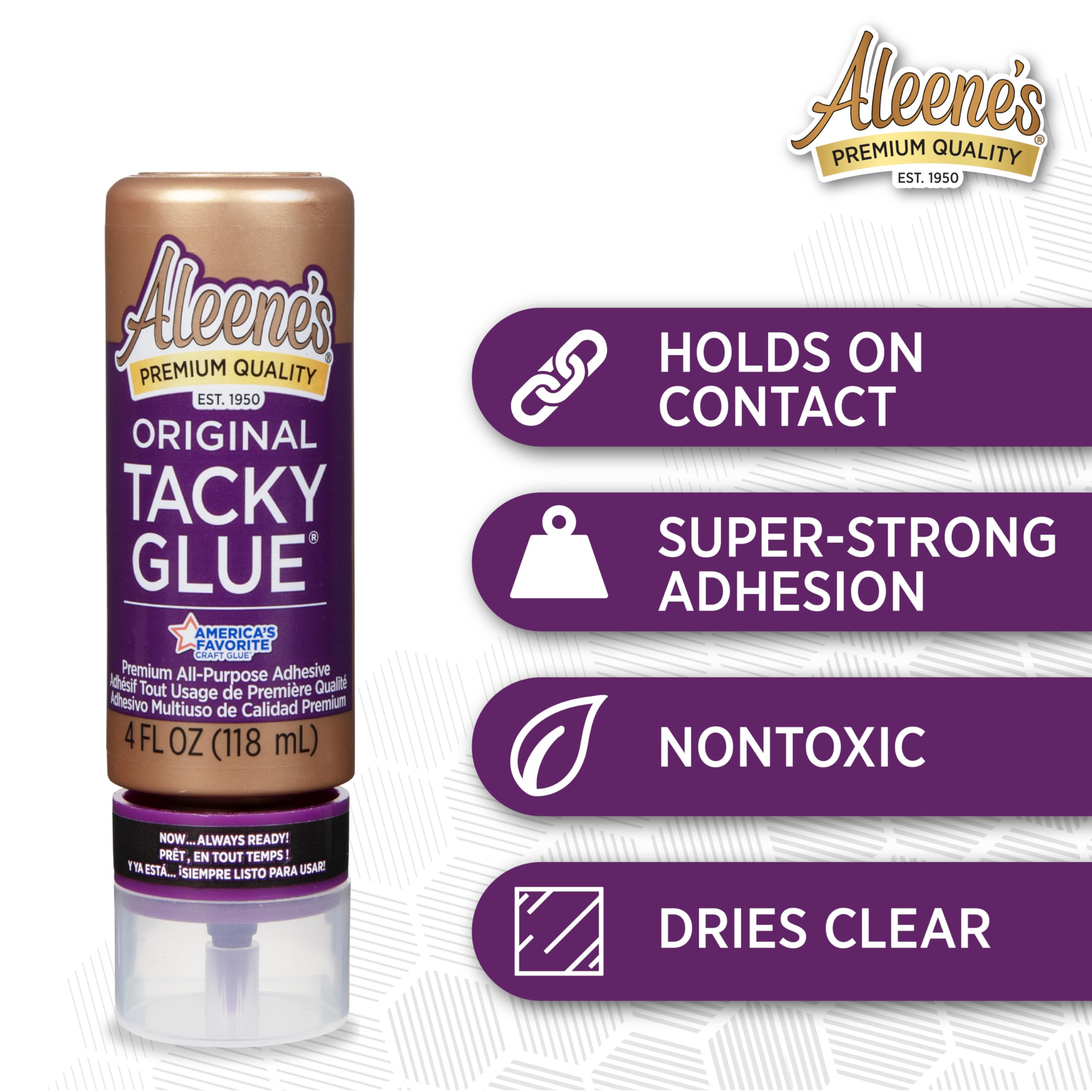 Aleene's Orignial Tacky Glue for Crafts in Always Ready Bottle, Nontoxic, Dries Clear, 4 fl oz